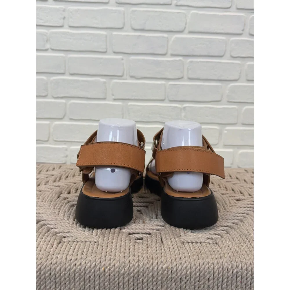 Aerosoles Metallic Snake-Embossed Platform Sandals Gold Tan Size 7
